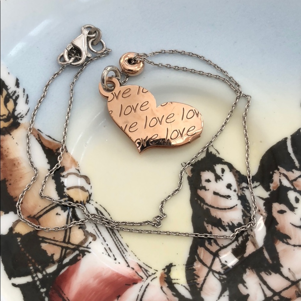 NWOT Sterling & Bronze Love Heart Necklace